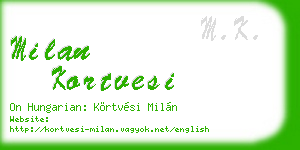 milan kortvesi business card